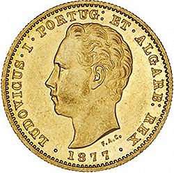 Large Obverse for 5000 Réis ( Meia Coroa ) 1877 coin