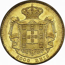 Large Reverse for 5000 Réis ( Meia Coroa ) 1872 coin