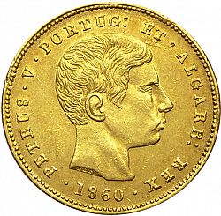 Large Obverse for 5000 Réis ( Meia Coroa ) 1860 coin