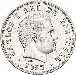 Large Obverse for 500 Réis ( Cinco Tostôes ) 1892 coin