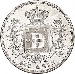 Large Reverse for 500 Réis ( Cinco Tostôes ) 1892 coin