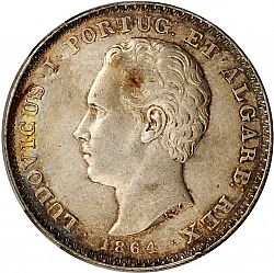 Large Obverse for 500 Réis ( 5 Tostôes ) 1864 coin
