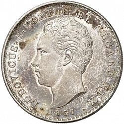 Large Obverse for 500 Réis ( 5 Tostôes ) 1867 coin