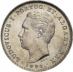 Large Obverse for 500 Réis ( 5 Tostôes ) 1871 coin