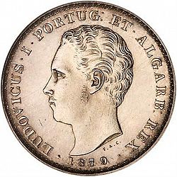 Large Obverse for 500 Réis ( 5 Tostôes ) 1879 coin