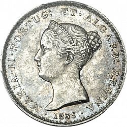 Large Obverse for 500 Réis ( 5 Tostôes ) 1839 coin