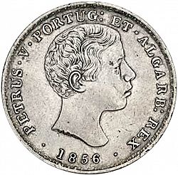 Large Obverse for 500 Réis ( 5 Tostôes ) 1856 coin