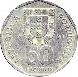 Large Obverse for 50 Escudos 1988 coin