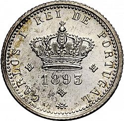 Large Obverse for 50 Réis ( Meio Tostâo ) 1893 coin