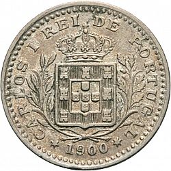 Large Obverse for 50 Réis ( Meio Tostâo ) 1900 coin