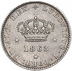 Large Obverse for 50 Réis ( Meio Tostâo ) 1863 coin