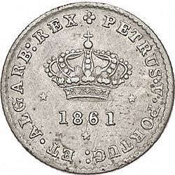 Large Obverse for 50 Réis ( Meio Tostâo ) 1861 coin