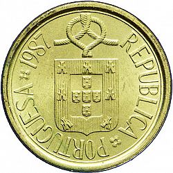Large Obverse for 5 Escudos 1987 coin