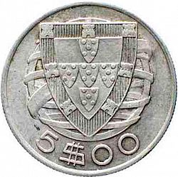 Large Reverse for 5 Escudos 1933 coin
