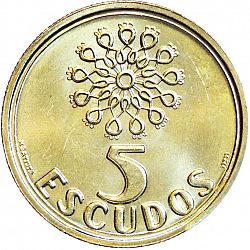 Large Reverse for 5 Escudos 1998 coin