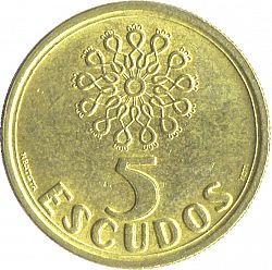 Large Reverse for 5 Escudos 1999 coin