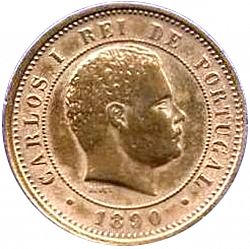 Large Obverse for 5 Réis 1890 coin