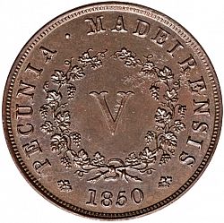 Large Reverse for 5 Réis 1850 coin