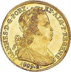 Large Obverse for 6400 Réis ( Peça ) 1809 coin