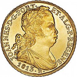 Large Obverse for 6400 Réis ( Peça ) 1813 coin