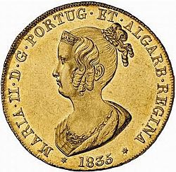 Large Obverse for 7500 Réis ( Peça ) 1835 coin