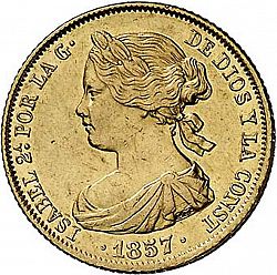 Large Obverse for 100 Reales 1857 coin