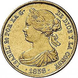 Large Obverse for 100 Reales 1858 coin