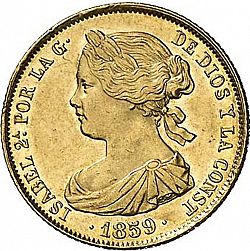 Large Obverse for 100 Reales 1859 coin