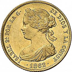 Large Obverse for 100 Reales 1862 coin