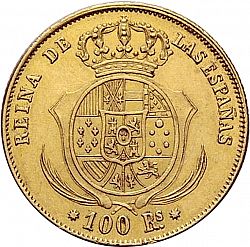 Large Reverse for 100 Reales 1854 coin