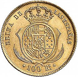 Large Reverse for 100 Reales 1855 coin