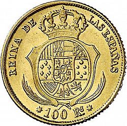 Large Reverse for 100 Reales 1857 coin