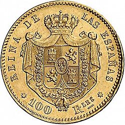 Large Reverse for 100 Reales 1863 coin