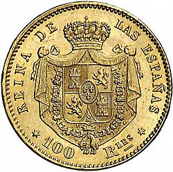 Large Reverse for 100 Reales 1864 coin