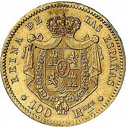 Large Reverse for 100 Reales 1864 coin
