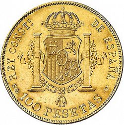 Large Reverse for 100 Pesetas 1897 coin