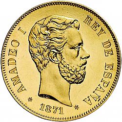 Large Obverse for 100 Pesetas 1871 coin