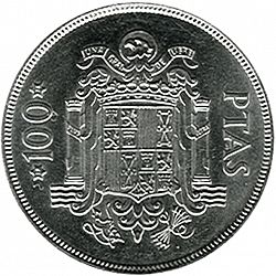 Large Reverse for 100 Pesetas 1975 coin
