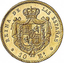 Large Reverse for 10 Escudos 1868 coin