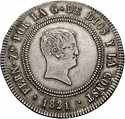 Large Obverse for 10 Reales 1821 coin