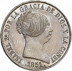 Large Obverse for 10 Reales 1851 coin