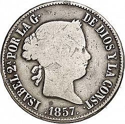 Large Obverse for 10 Reales 1857 coin