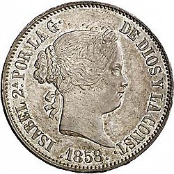 Large Obverse for 10 Reales 1858 coin