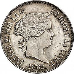 Large Obverse for 10 Reales 1862 coin