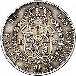 Large Reverse for 10 Reales 1844 coin