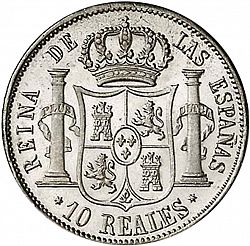 Large Reverse for 10 Reales 1854 coin
