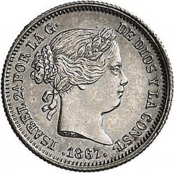 Large Obverse for 10 Céntimos Escudo 1867 coin