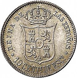 Large Reverse for 10 Céntimos Escudo 1865 coin