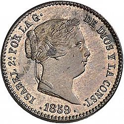 Large Obverse for 10 Céntimos Real 1859 coin