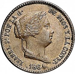 Large Obverse for 10 Céntimos Real 1864 coin